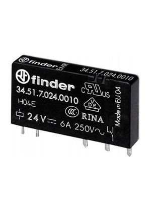 34.51.7.012.0010,  1 . 12VDC, 6A/ 230VAC SPDT Finder