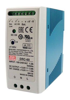 DRC-60A, AC-DC   UPS, 60,  90...264 /127...370 DC,  1: 13.8/0 4.3 (2.8 . MEAN WELL
