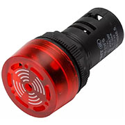 593394, Сигнализатор звуковой ND16-22FS ?22 мм красный LED АС/DC24В CHINT