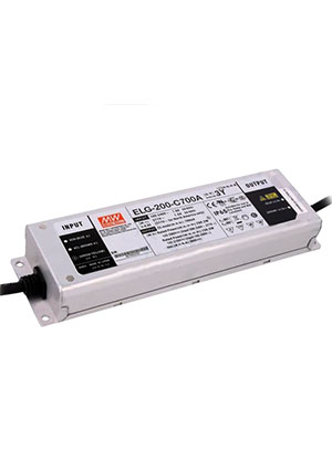 ELG-200-C700A-3Y, AC/DC LED, 142-286,0.7,200,IP65      MEAN WELL