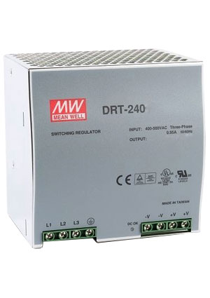 DRT-240-48, AC-DC, 240, 3-   340 550 AC, 47 63 /480 780 DC,  48/0 5A, .  MEAN WELL