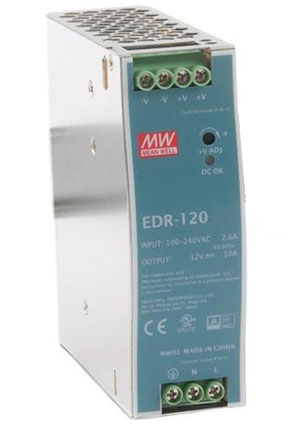 EDR-120-48, AC-DC, 120,  90 264V AC, 47 63 /127 370 DC,  48/2.5A, .  48 55,  MEAN WELL